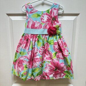 Rare Editions Floral Easter Party Dress‎ Pink Ribbon Flowers Wedding Dress 4T
